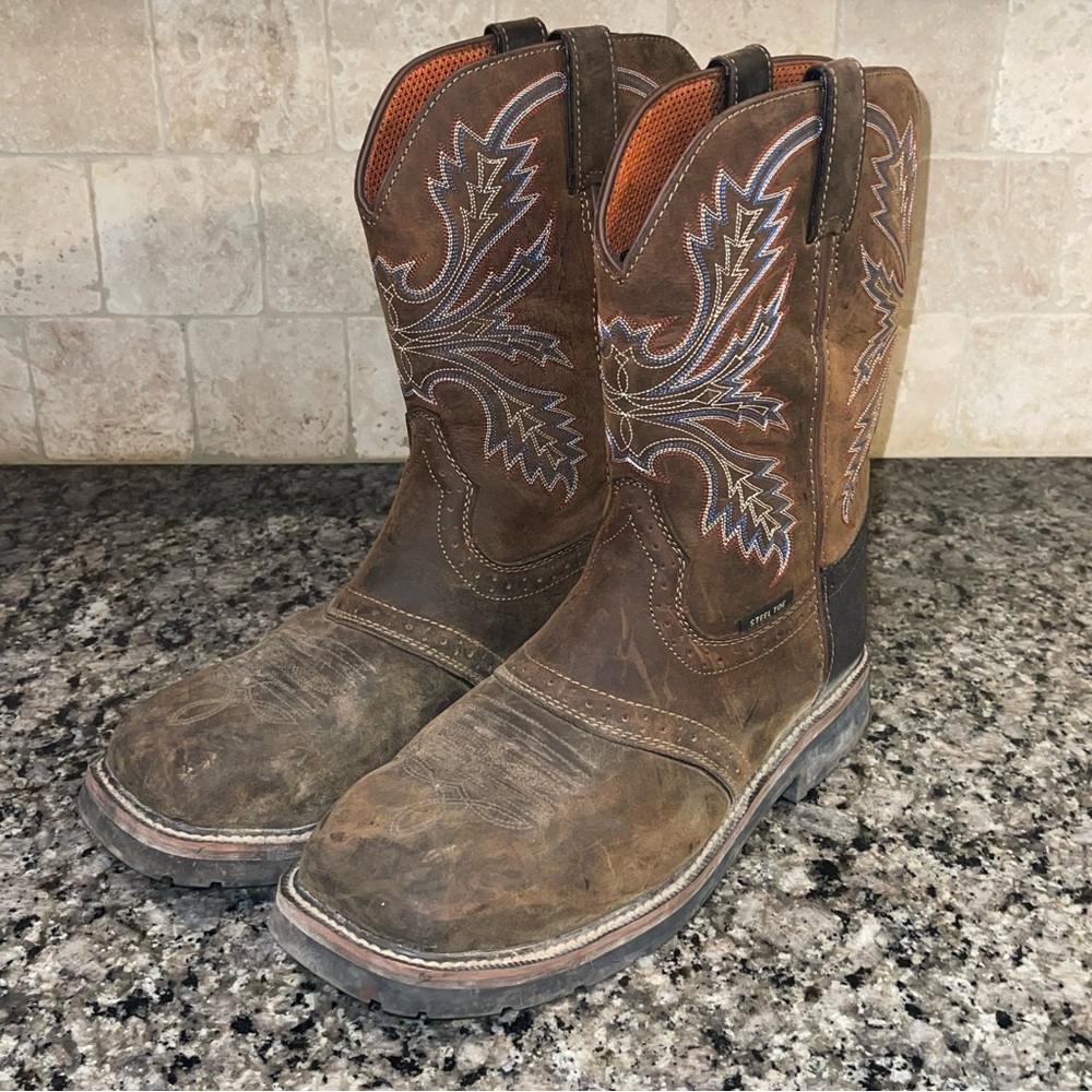 Brazos Bandero 2.0 Mens Boots Size 12 Steel Toe Leather Slip Resistant